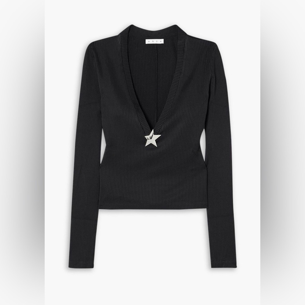 AREA
Embellished ribbed jersey top— Gorgeous